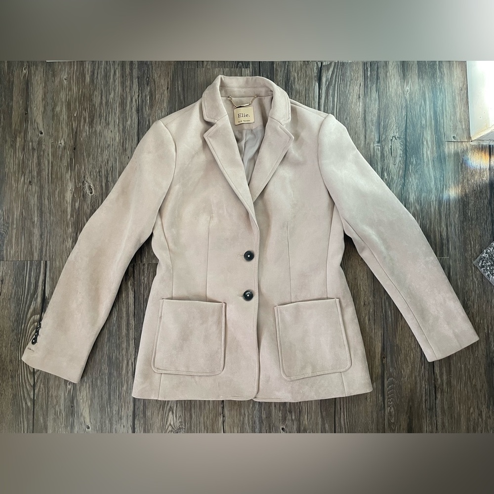 Elie Tahari Blush Pink Faux Suede Blazer Jacket Size Small